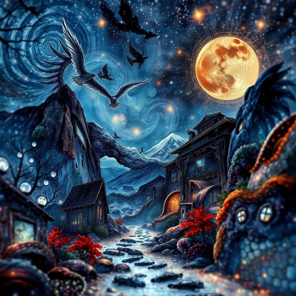 Ethereal Fantasy Realm in Stylized Watercolor