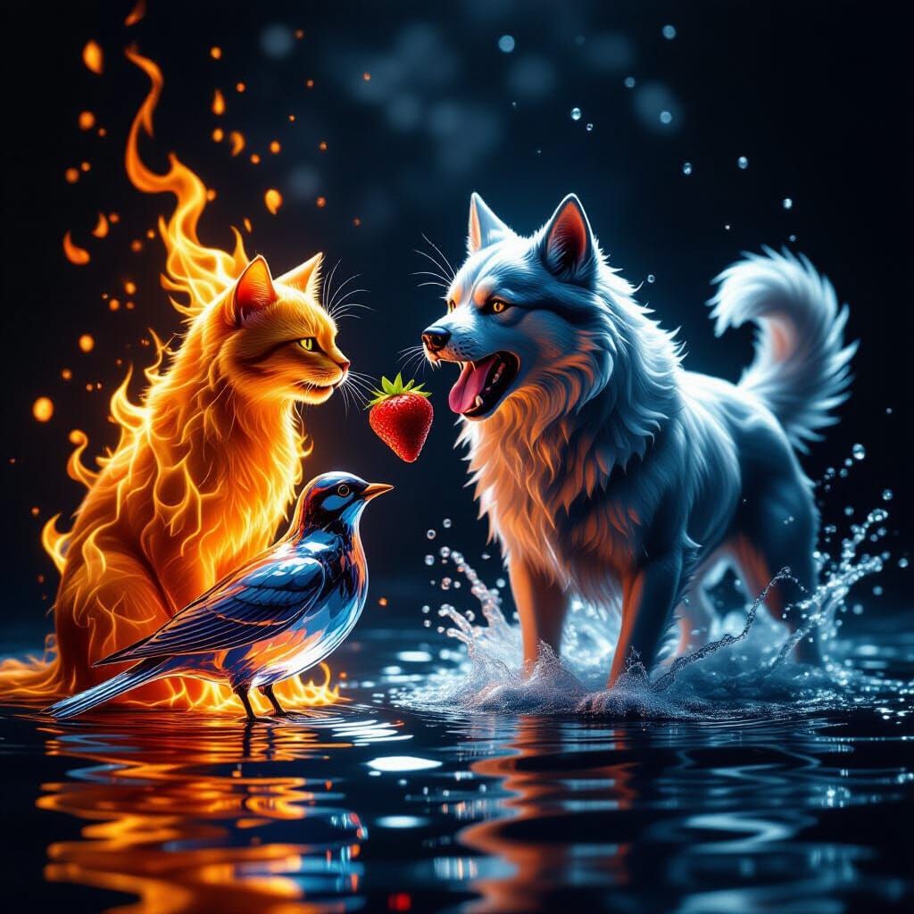 Glass Bird, Fire Cat, Water Dog: Elemental Clash