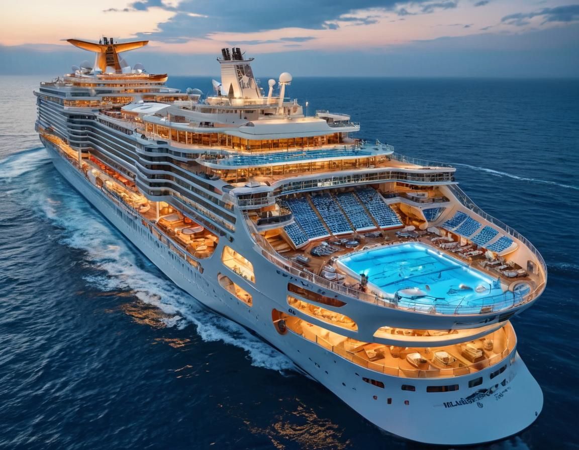 Luxurious Cruise Ship with Stadium and Amenities