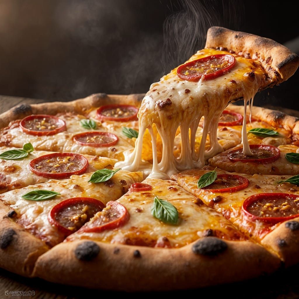 Delicious Pizza: Detailed Matte Painting in 8K
