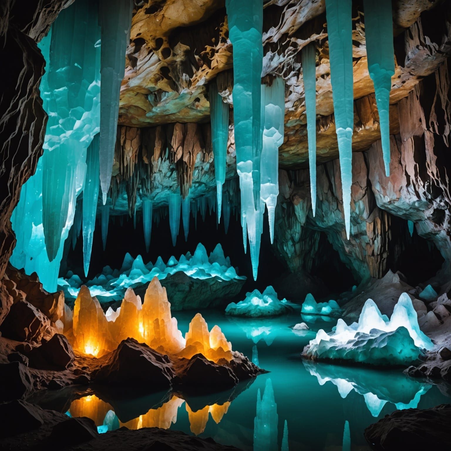 Crystal Ice Cave in Vibrant Hues