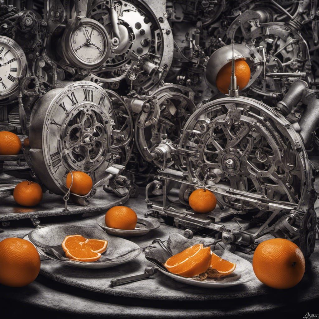 Hyperrealistic Clockwork Orange in Cinematic Style