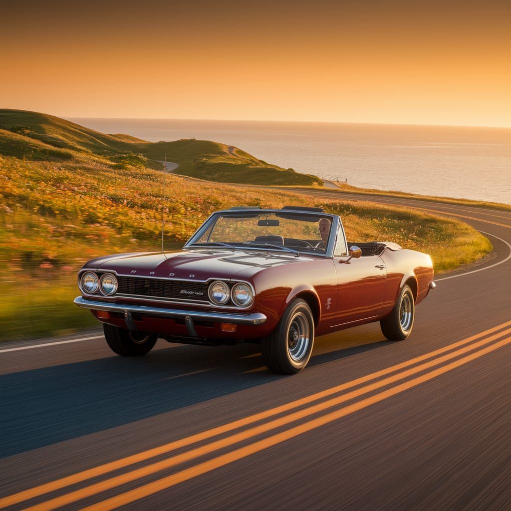 1967 Ford Maverick Vision Ranchero convertible in red with b...