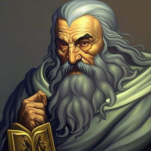 Detailed Old Wizard Portrait in Fantasy Art Style