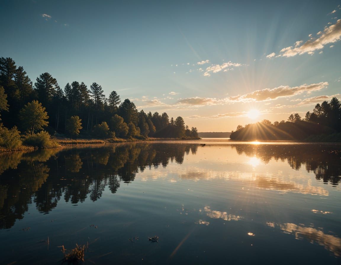 Epic Lakeside Serenity in Cinematic Film Style