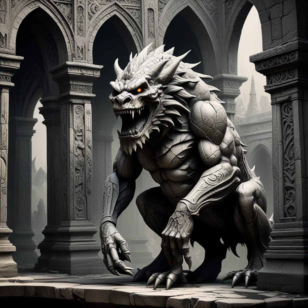 Vibrant, Textured Monster Formed from Mismatched Stone