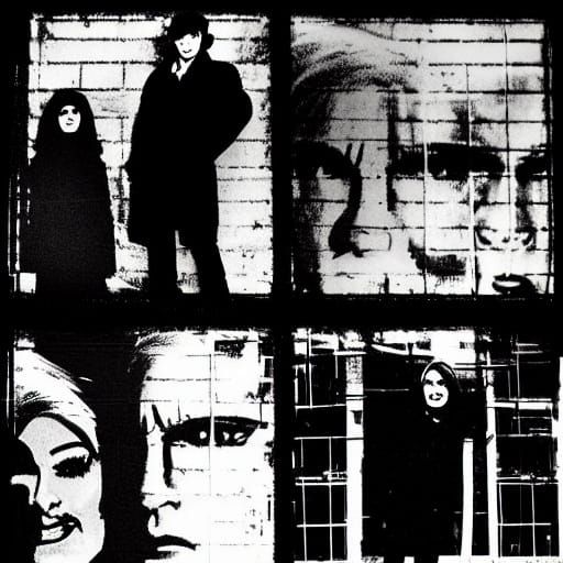 Moody Portrait of Andy Warhol and Edie Sedgwick in Film Noir...