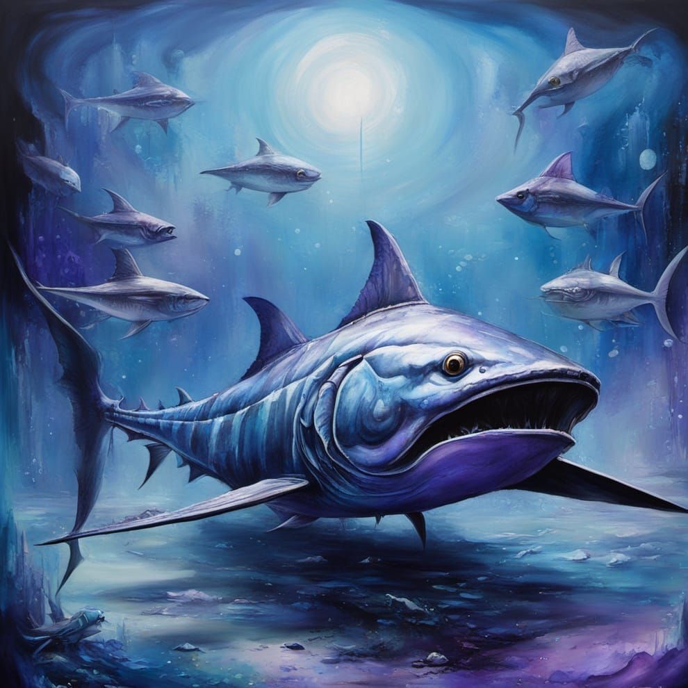 Surreal Cyberpunk Marshland Painting with Royal Purple Accen...