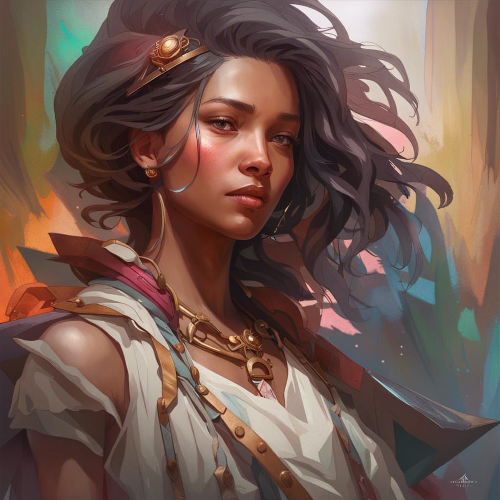 Detailed Portrait of Dawa Urg in Art Nouveau Style