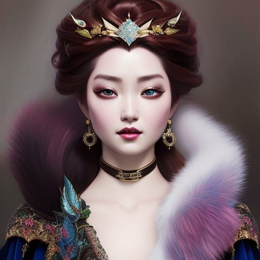 Death Goddess in Kimono: Art Nouveau Portrait