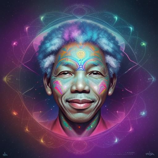 Astral Cosmic Illustration of Joy in Mixed Media