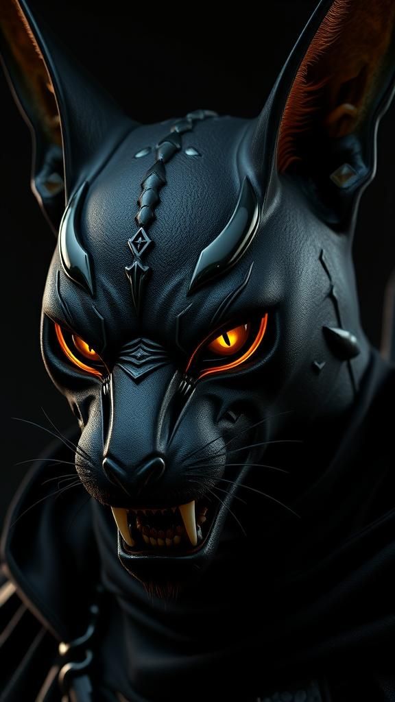 Sinister Tabaxi Warrior with Glowing Eyes