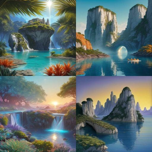 Breathtaking Exoplanet Lagoon in Mediterranean Style with Ra...