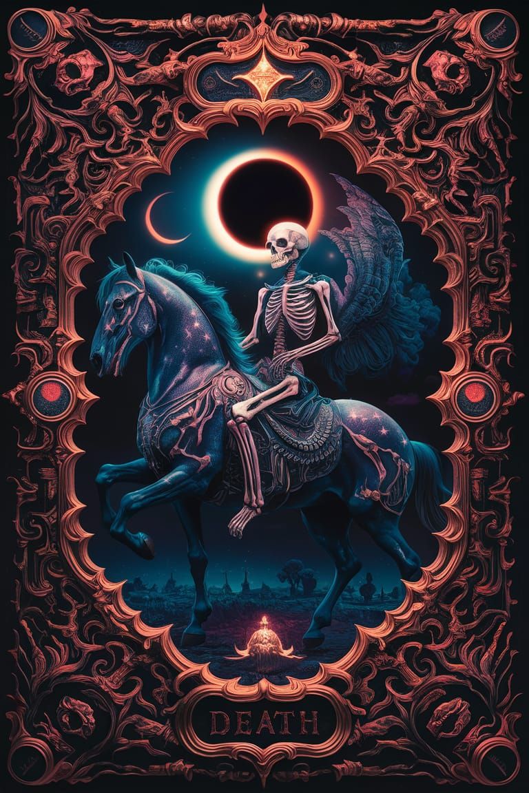 Ominous Death Tarot Card in Gothic Art Style