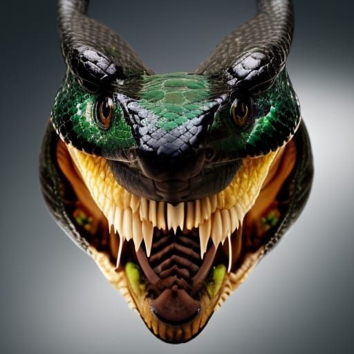 Black Snake with Piercing Green Eyes