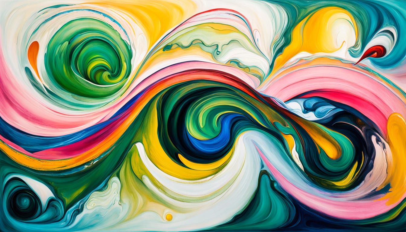 An aesthetic rainbow striped in abstract curves