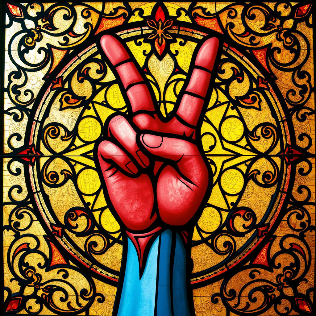 Byzantine Stained Glass Thumbs Up Design