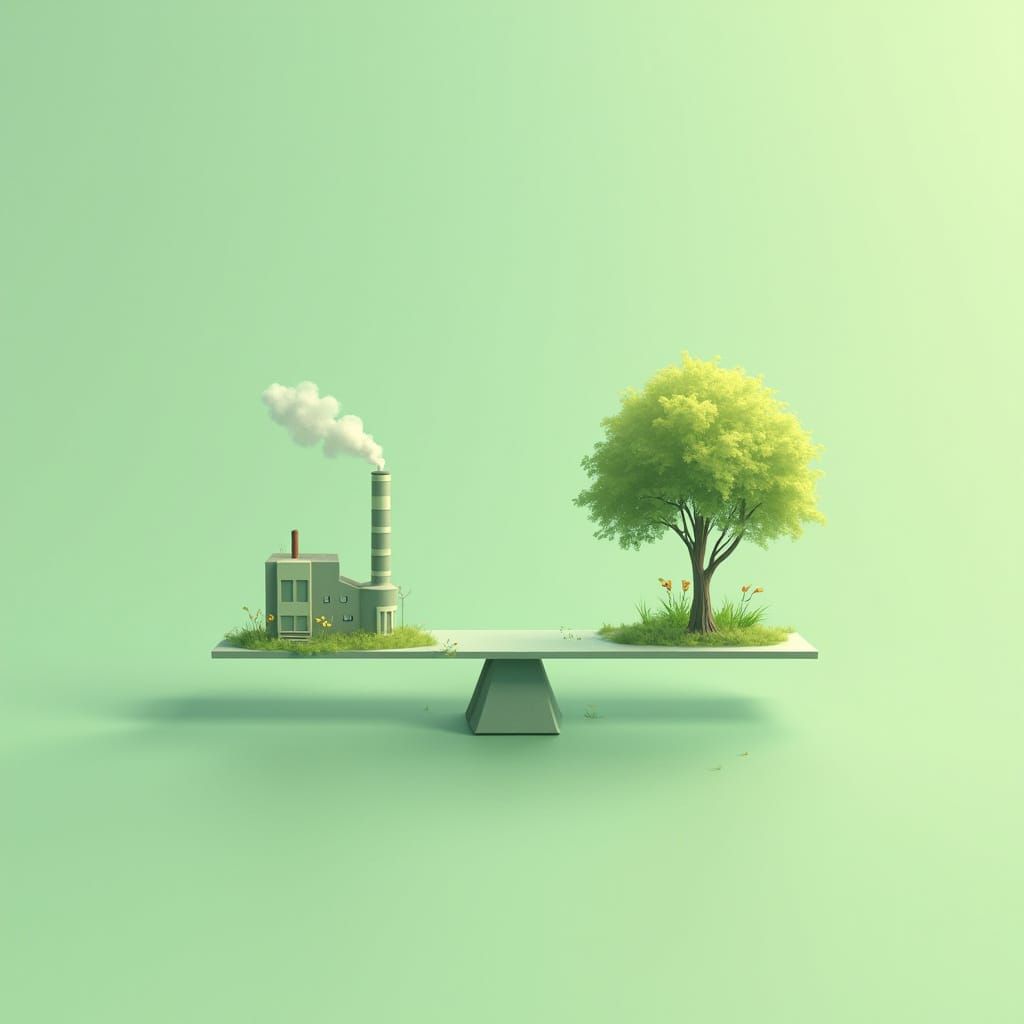 Futuristic Balance of Nature in Muted Green Tones