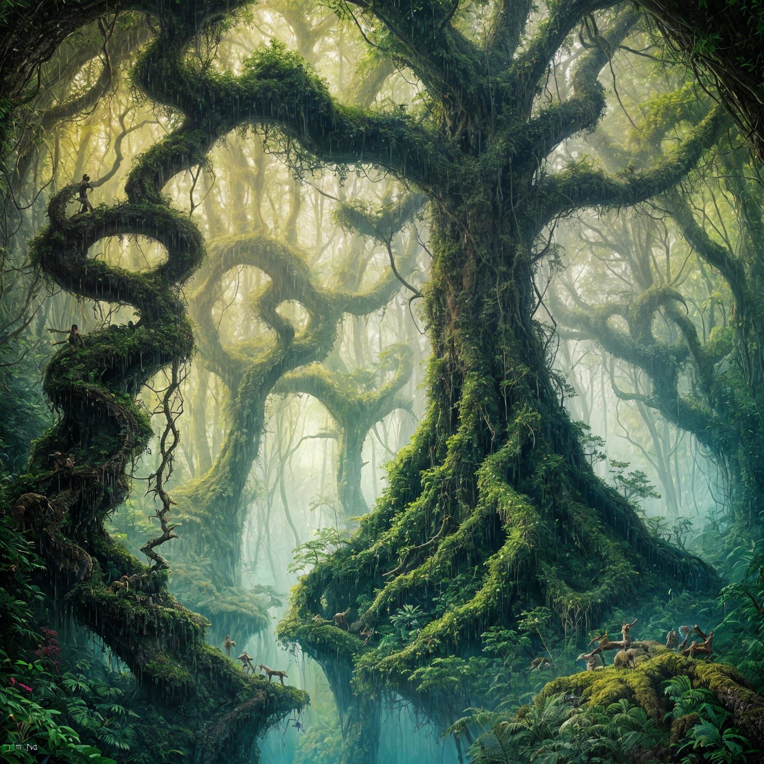 Lush Primordial Rainforest Scene