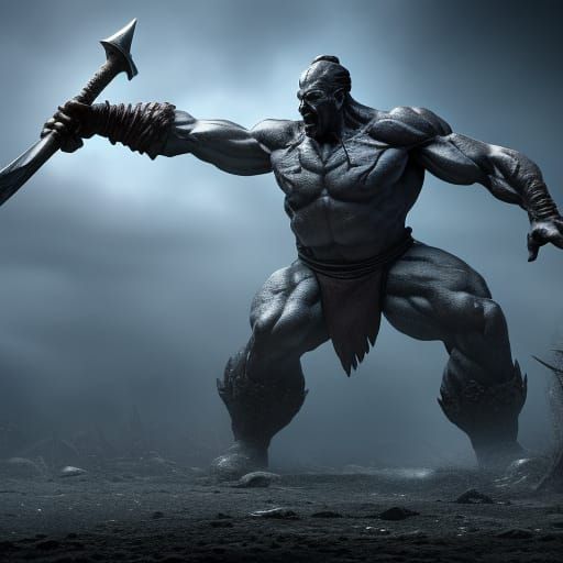 Terrifying Giant Statue in a Dark Fantasy Art Style