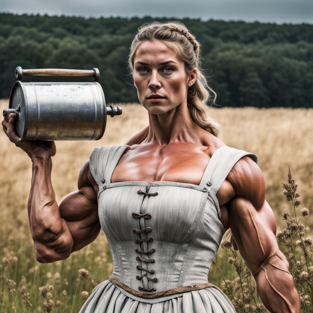 Muscular Milkmaid Portrait in Natural Light