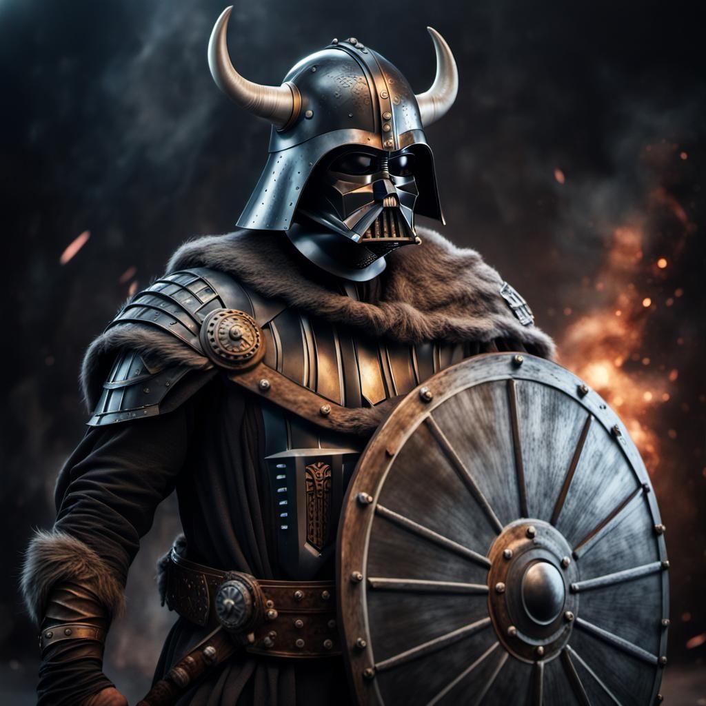 Fierce Darth Vader Viking God Warrior Portrait