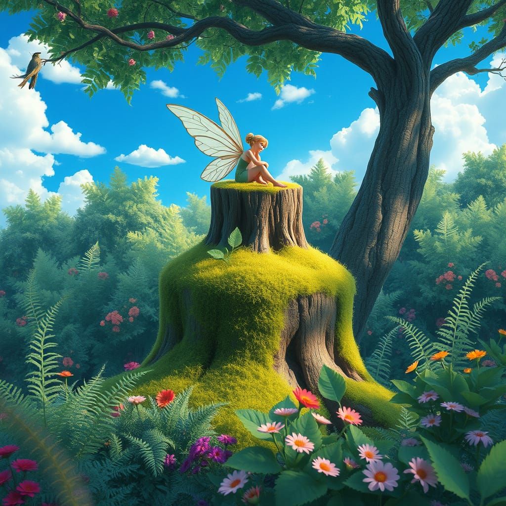 Ethereal Fairy in Vibrant Paradise Landscape