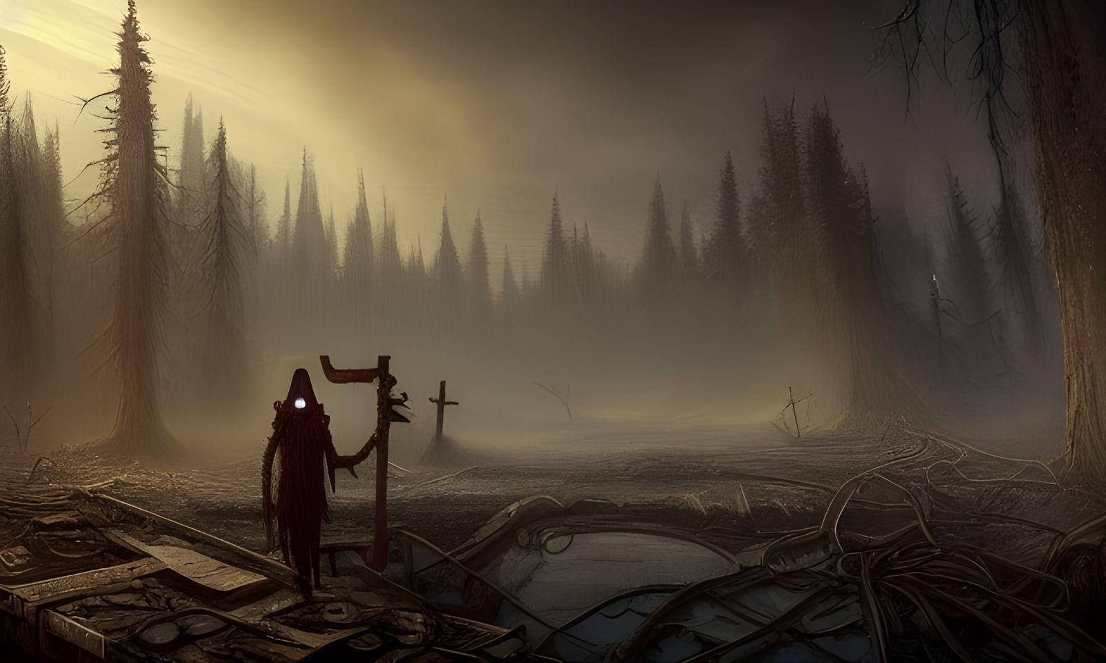 Dark Post-Apocalyptic World Ruined by Eldritch Horror