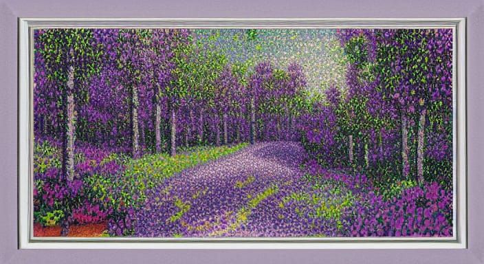 Pointillism Masterpiece in Rich Purple and Silver Hues