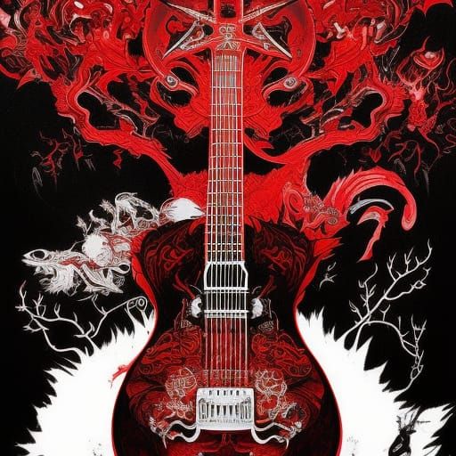 Demonic Guitar Player in Dark Concept Art Style