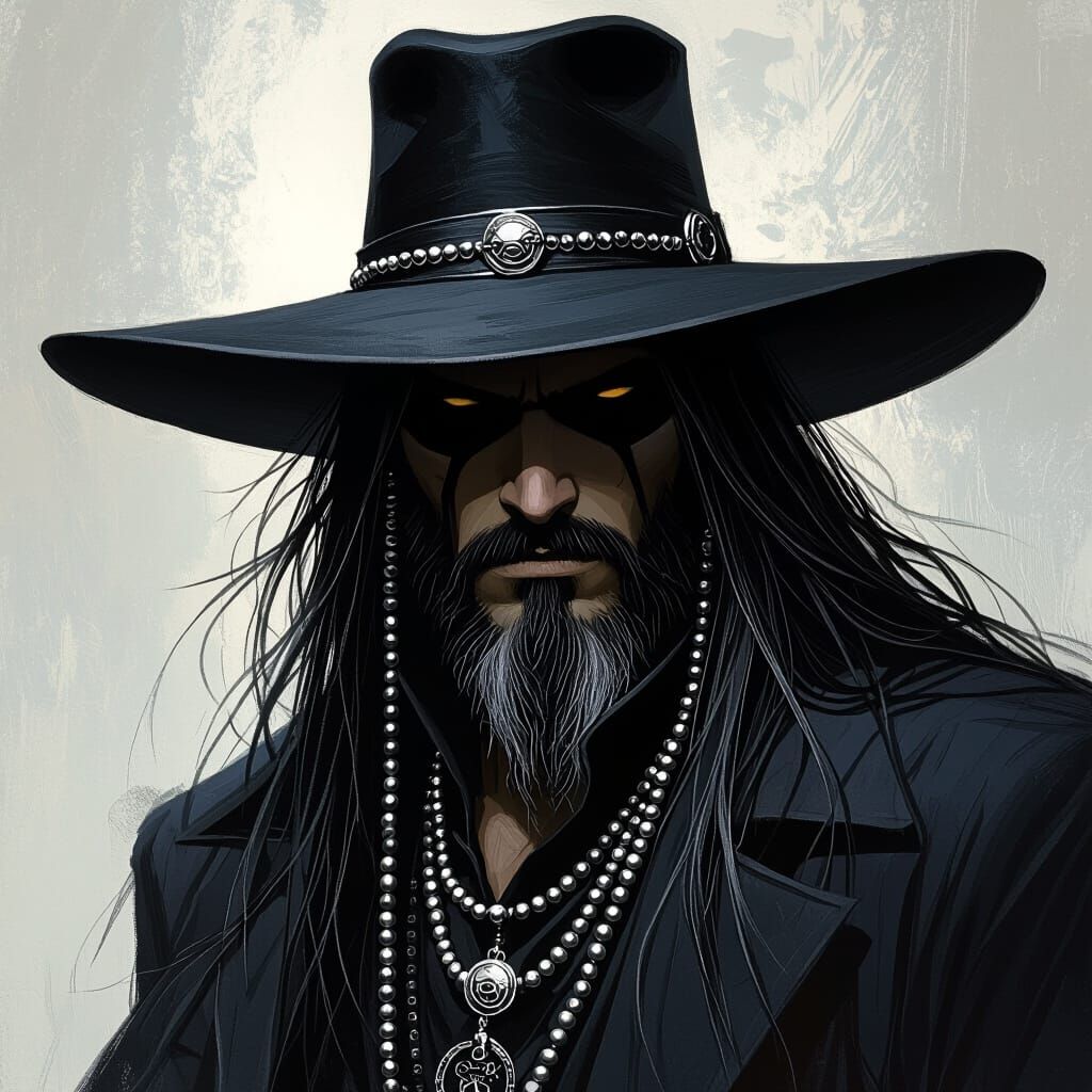 Shadow Figure with Silver Beads in Beard