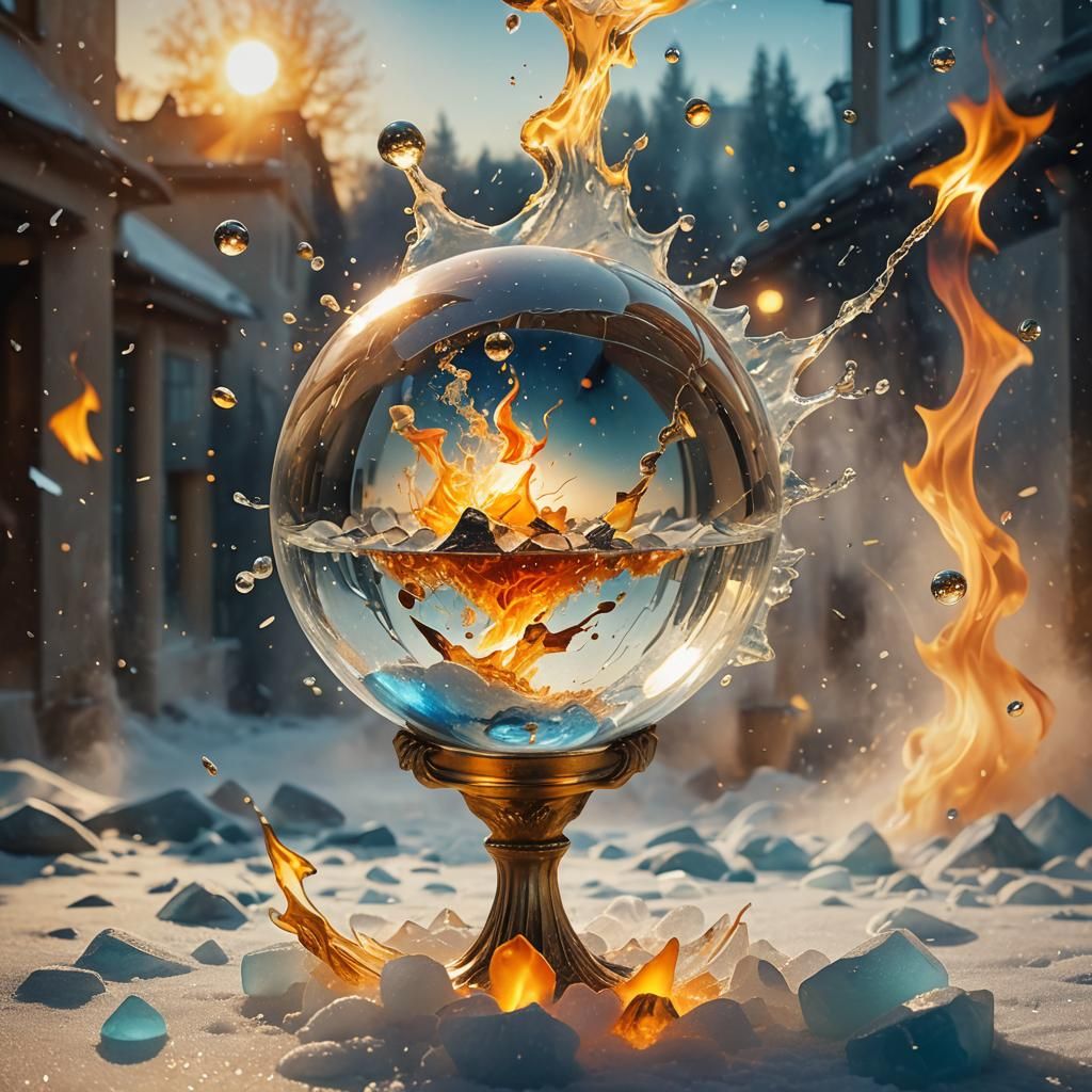 Glass Sphere Collision: Surreal Digital Art