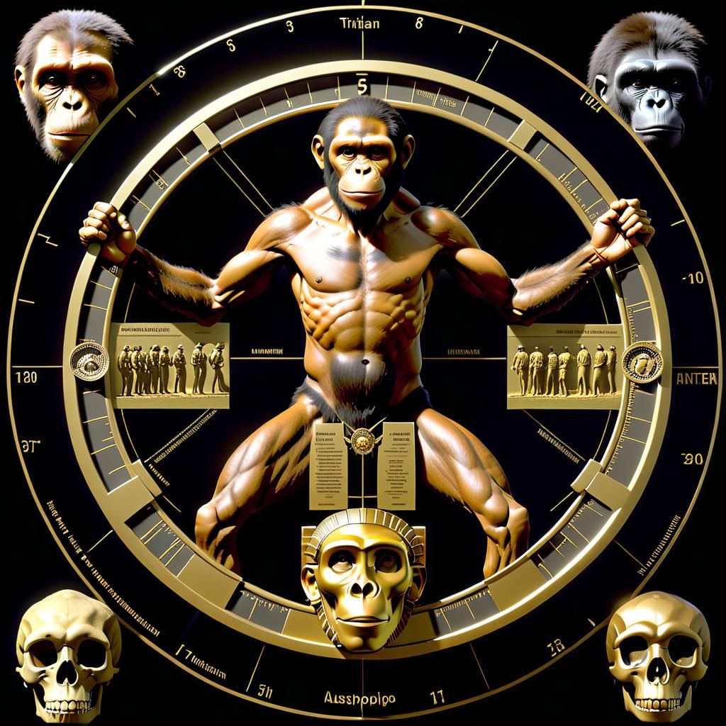 Handsome Australopithecus in Vitruvian Pose