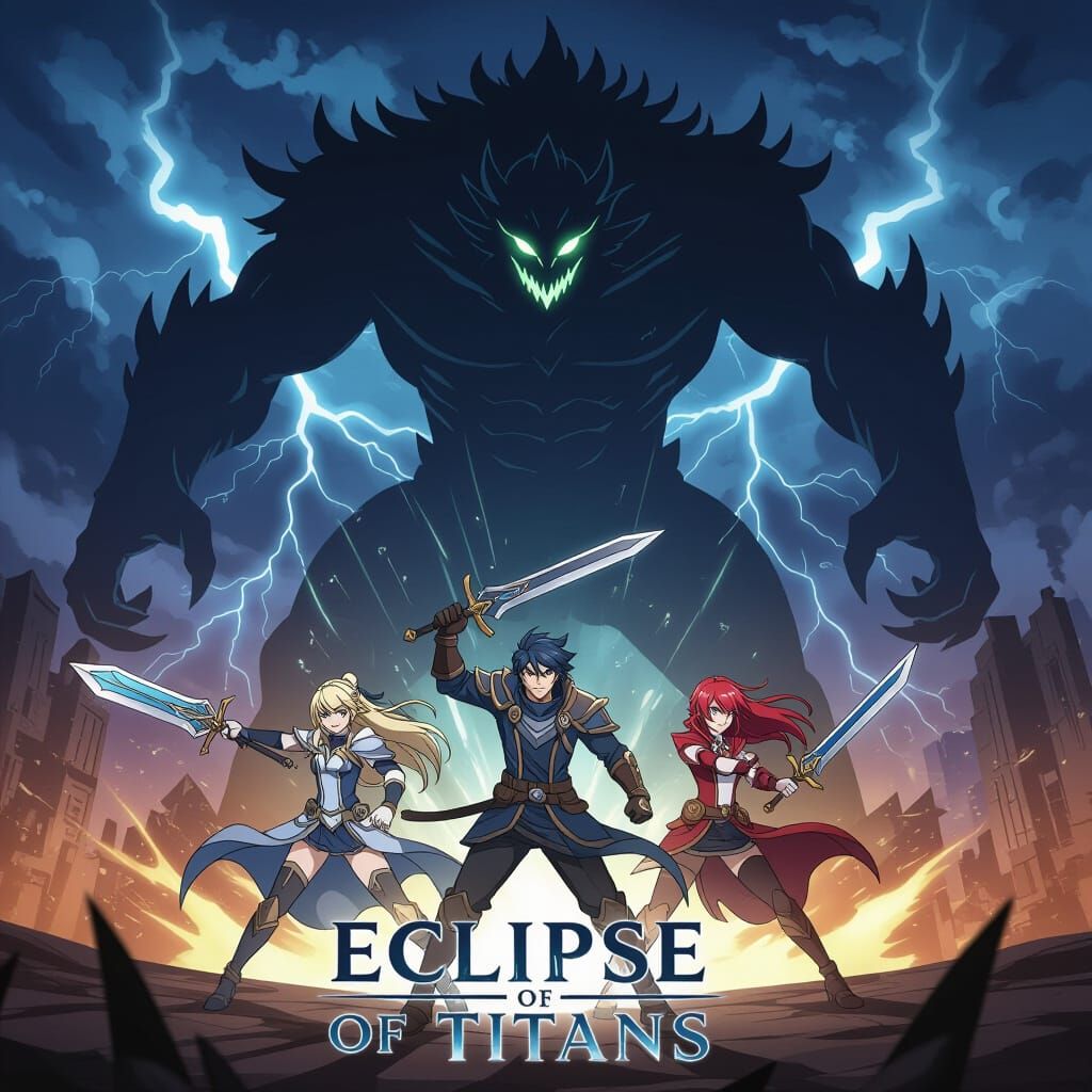 Epic Anime Heroes Face Shadow Monster on Game Cover