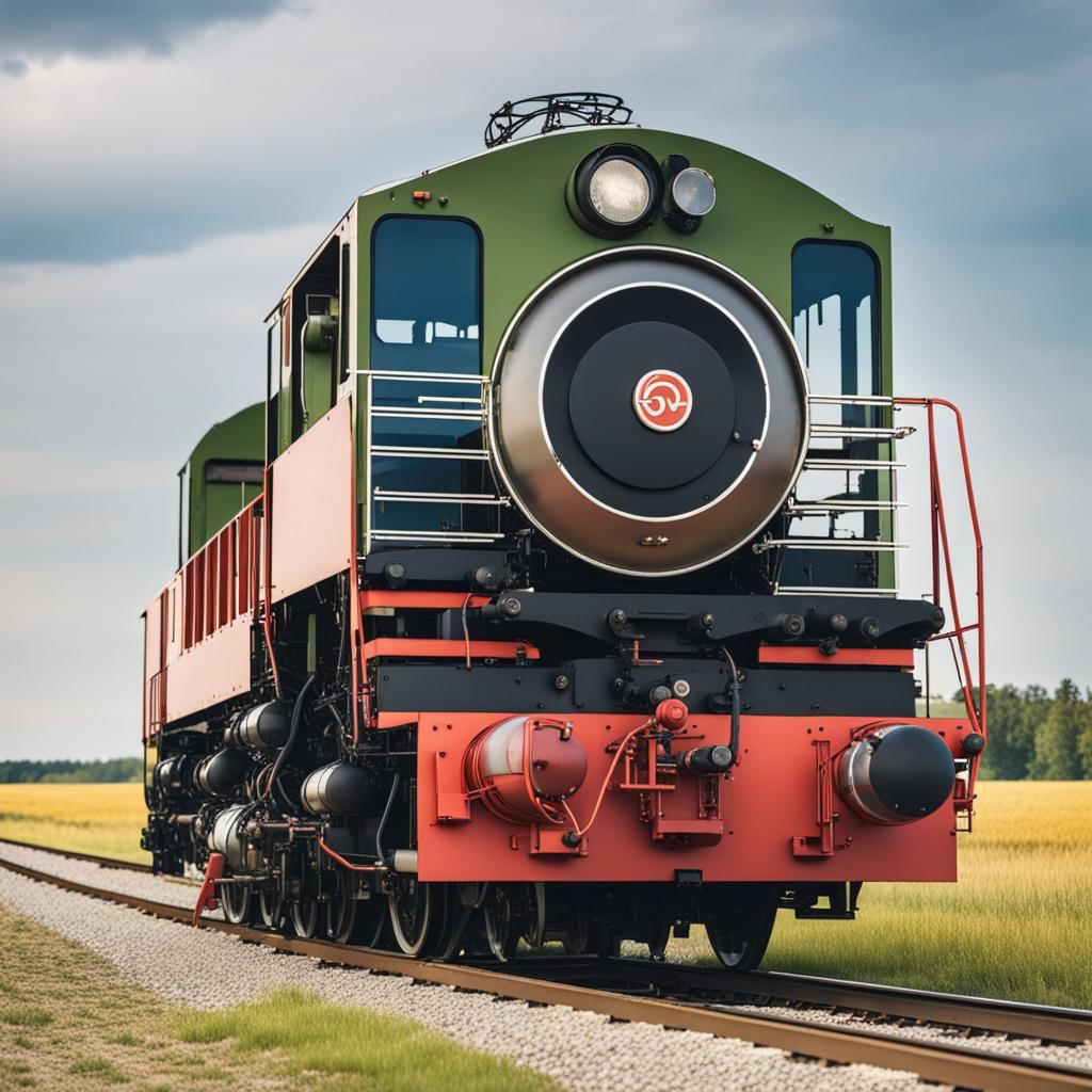 Modern Locomotive in a Field: Digital Rendering