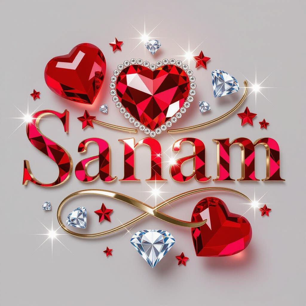 Elegant 3D Sanam Logo with Crystal Accents