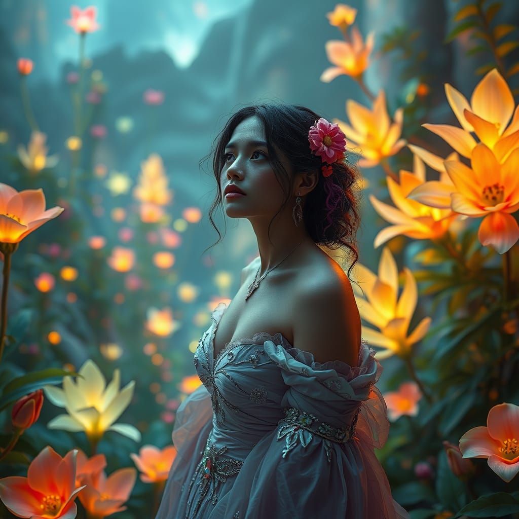 Ethereal Woman in a Psychedelic Dreamscape