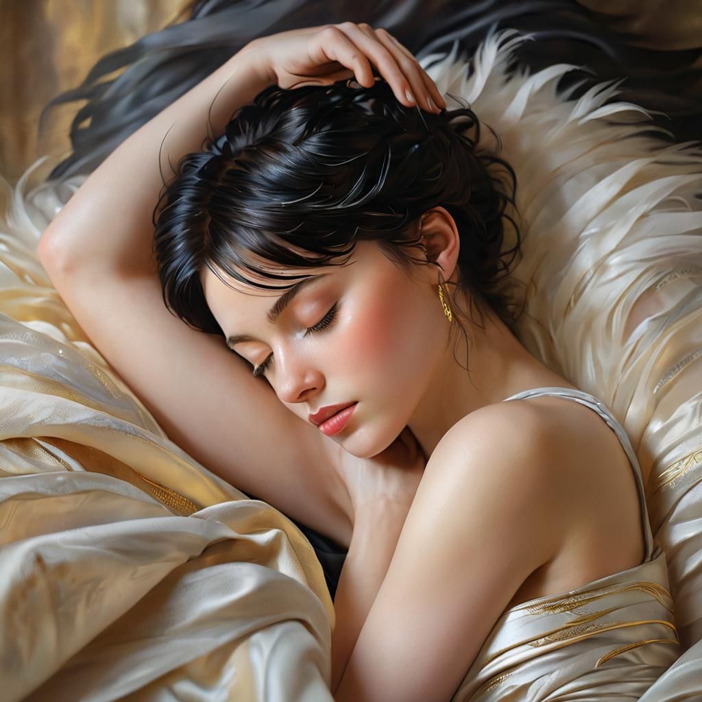 Norse Goddess Sleeping, Oil Painting Portrait