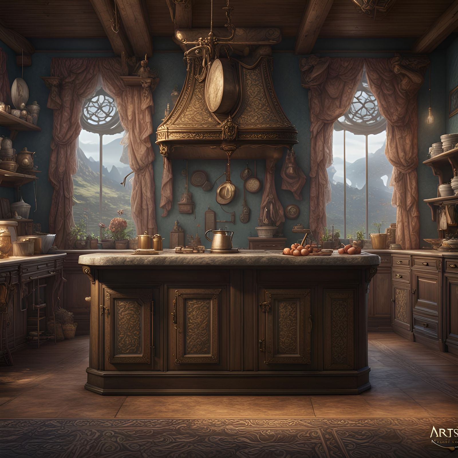 Fantastical Apron in Detailed Matte Painting