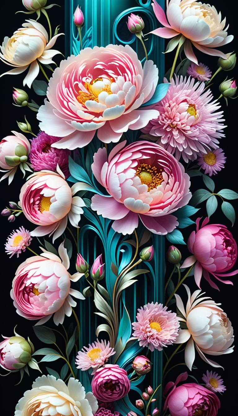 Swirling Tower of Flowers in Liquid Detailing