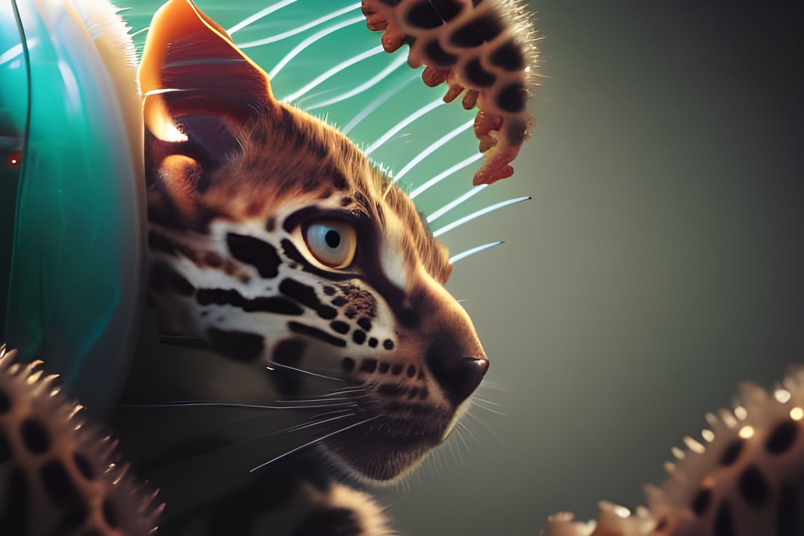 Cyborg Jungle Cat Fusion in Macro Photography