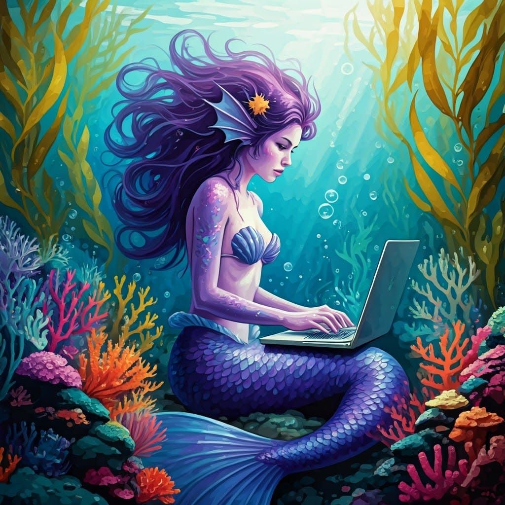 Digital Mermaid in Opulent Underwater Realm