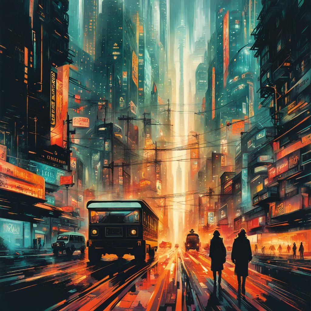 Cyberscape Cyberpunk City: A Surreal Collage Art Illustratio...