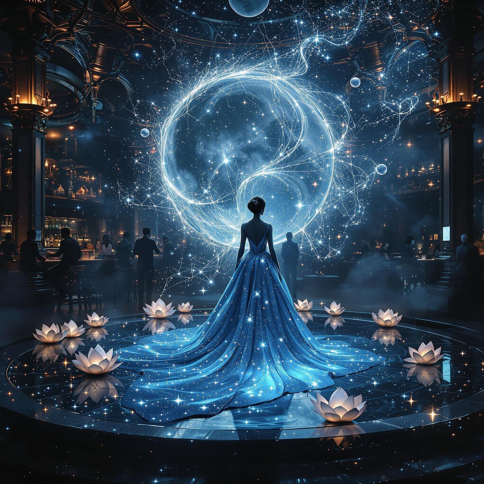 Mystic Goddess Lunara in Starry Night Cafe