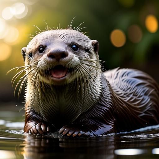 Adorable Baby Otters Play in Golden Hour Light