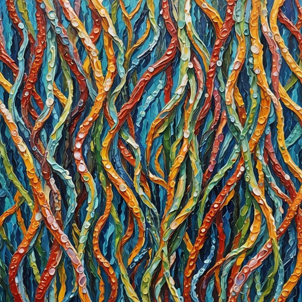 Expressionist Sea Tentacles in Impasto Oil Painting