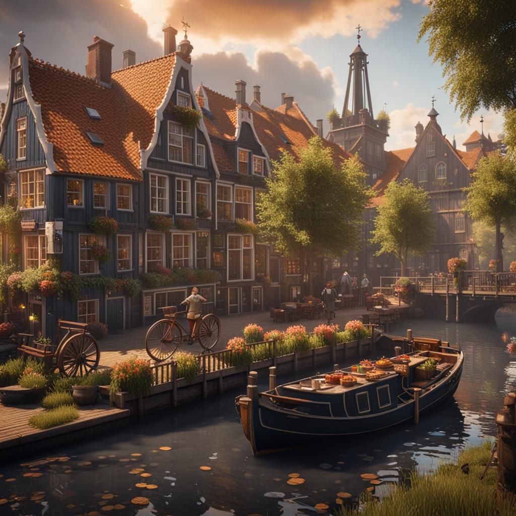 Dutch Landscape in 3D Game Cinematic Style