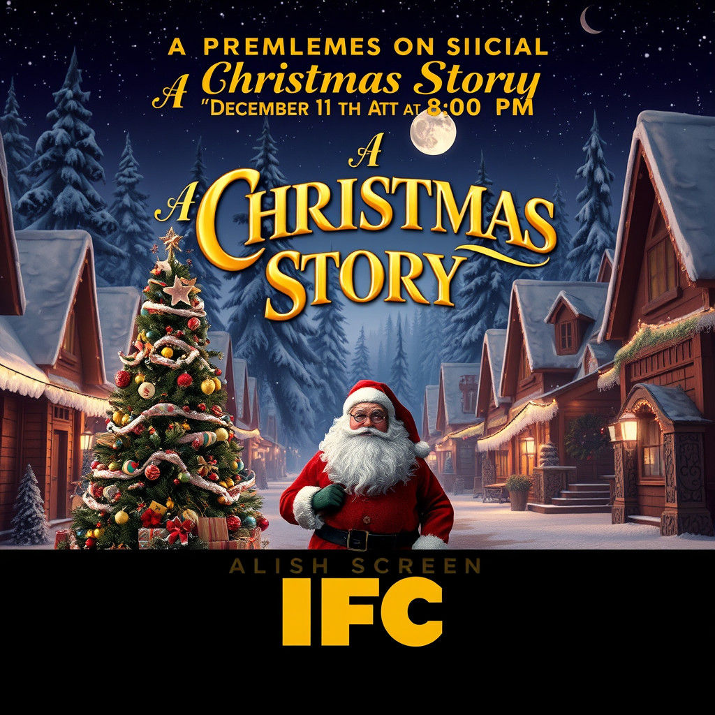 Festive Christmas Town Poster in Detailed Matte Painting