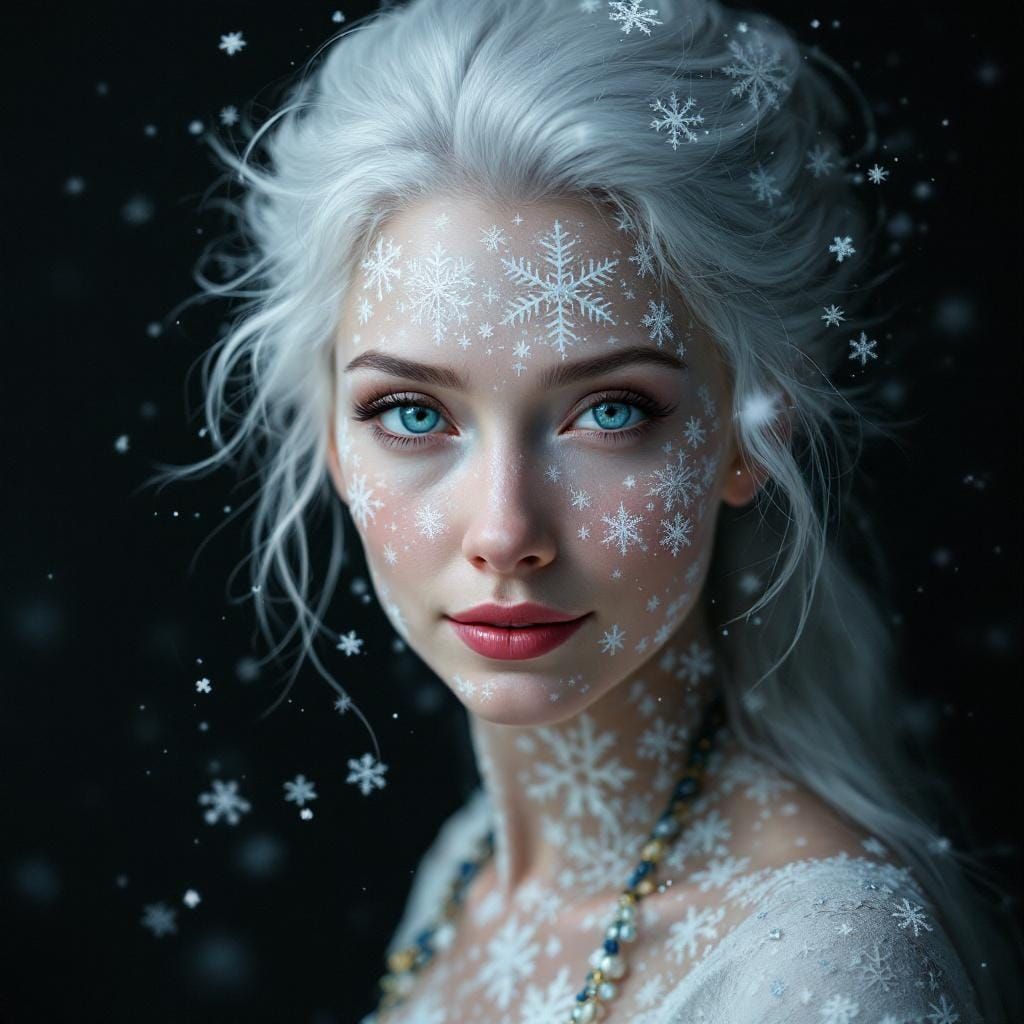 Snowflake Woman: Detailed Matte Painting in 8K