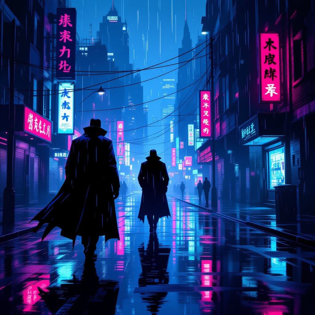 Spectral Spy in Futuristic Noir City